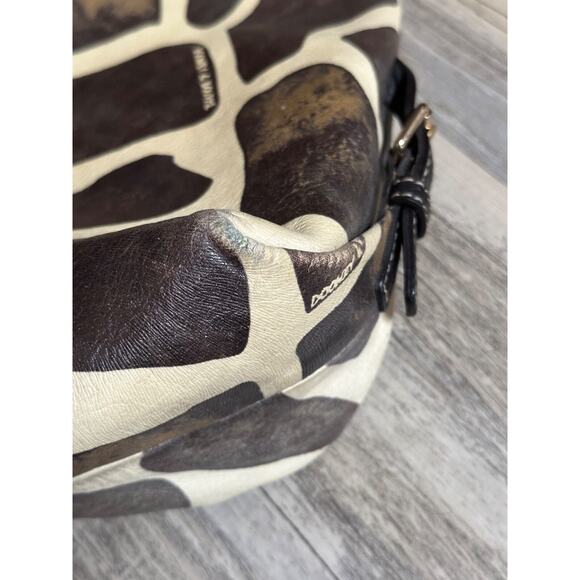 Dooney & Bourke Vtg Ivory Brown Leather Giraffe Print Large Hobo Shoulder Bag - Picture 8 of 15
